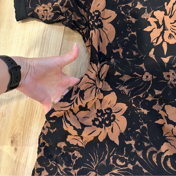 Anthropologie Maeve Kimono Black Orange Fall Pocket Zipper Dress 4 - Picture 7 of 10